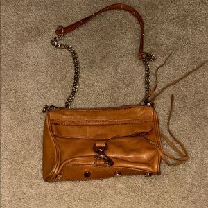 Rebecca Minkoff Cognac Leather Crossbody with Chain Strap